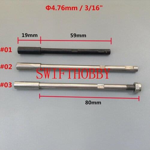 3/16 4.76mm Drive Shaft 59mm /80mm W/ Screw Thread & Nut For RC Boat