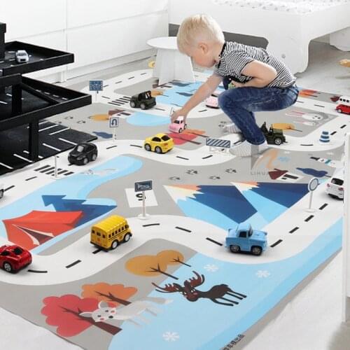Educational Toys For Children 130*100CM Portable Car City Scene Traffic Highway Map Play Mat Games Road Carpet Christmas gift