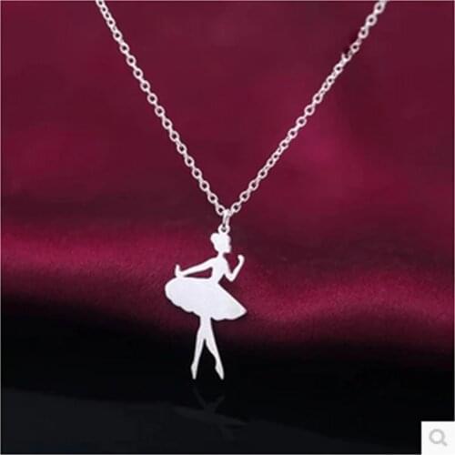 Daisies 925 Sterling Silver Fairy Girl Ballet Dancer Girl Choker Necklace Pendant Gift for Women Wedding Statement Jewelry