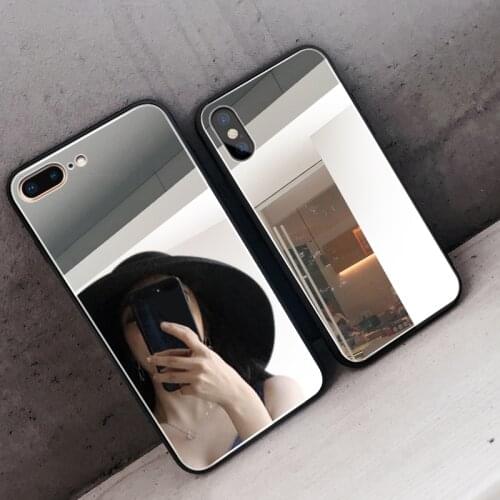 Luxury Clear Makeup Mirror Phone Case for iPhone 8 7 6 6S Plus Hard Tempered Glass Back Cover For iphone X XS MAX XR Woman Cases