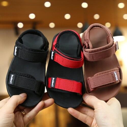 KAMUCC Summer New Canvas Sandals Boys Girls Sandals Solid Color Soft Soled Anti-Slip Children Kids Shoes Summer Beach Sandals