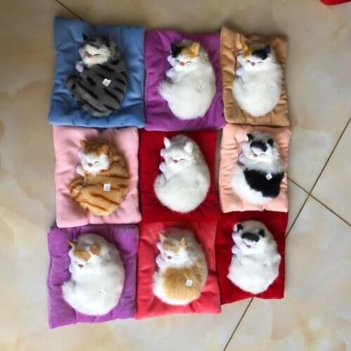 Car Ornaments Cute Simulation Sleeping Cats Decoration Automobiles Lovely Plush Kittens Doll Toy Children Gifts Accessories
