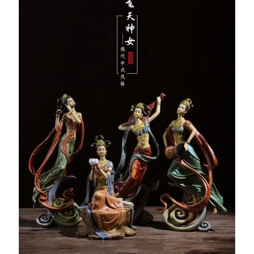 Oriental history Dunhuang Feitian goddess ornaments, new Chinese-style hallway living room rebound pipa fairy