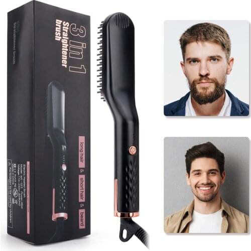 Hair Straightener Brush Men Beard Straightener Hot Heating Comb Ceramic Electric Hair Straightening Comb Styler Beard Brush