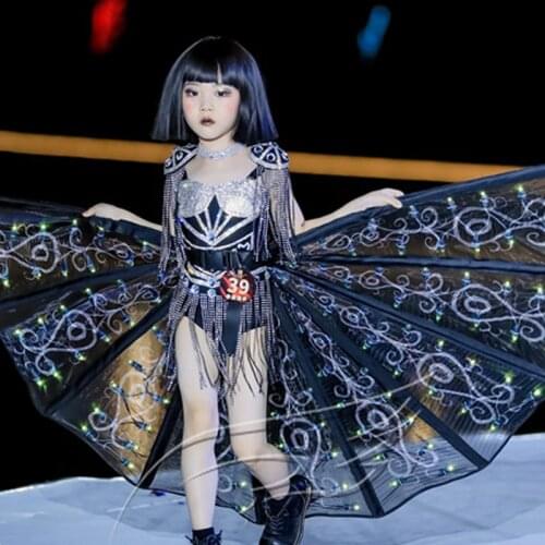 Girls Rhinestone Fringed Skirt ChildrenS Custom Catwalk Performance Dance Costumes Stage Show Costume Festival Clothing XS2552