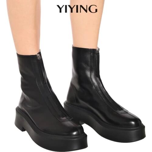 Luxury Brand Designer Front Zipper Ankle Boots For Women 2020 New Chunky Boots Platform Woman Punk Boots Fashion Ladies Shoes