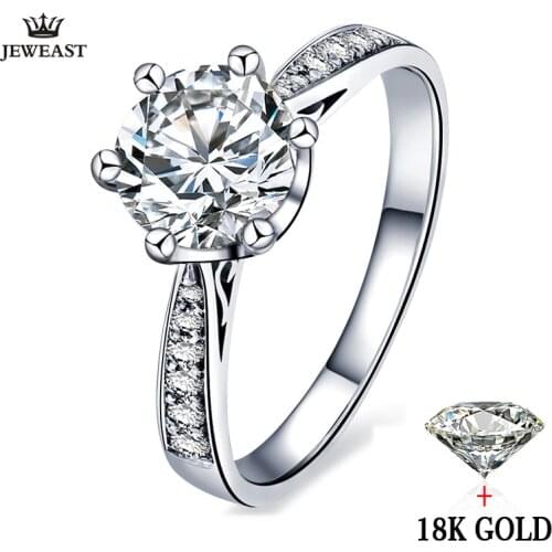 18k Gold White Natural diamond Women Ring Classic Fashion Elegant Propose Engaged Wedding Jewelry Hot Sale