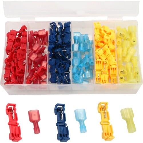 120pcs T-Tap Wire Connectors Self-Stripping Quick Splice Quick Disconnect Spade Terminal Electrical Wire Terminals Insulated