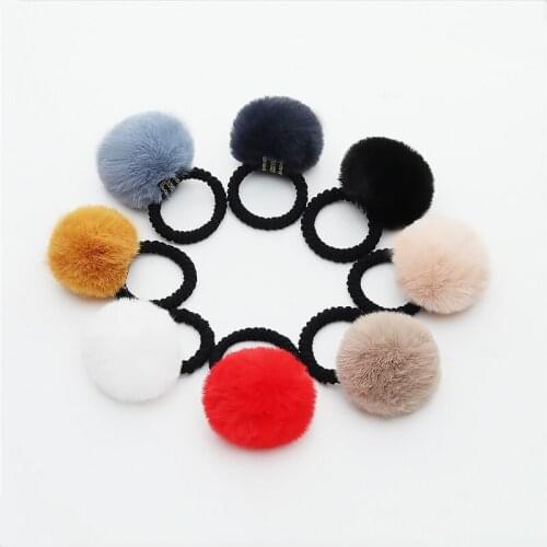 2Pcs/Set Cute Baby Girls Hair Bands Furry Ball Soft Headband Hair Ties Scrunchies Fashion Hair Accessories Ponytail Holder Gifts