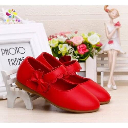 2021 Fashion Bow Baby Casual Leather Shoes Children Dresses For Kids Spring Toddler Girls Dance Shoes Female Party 1-12 Years