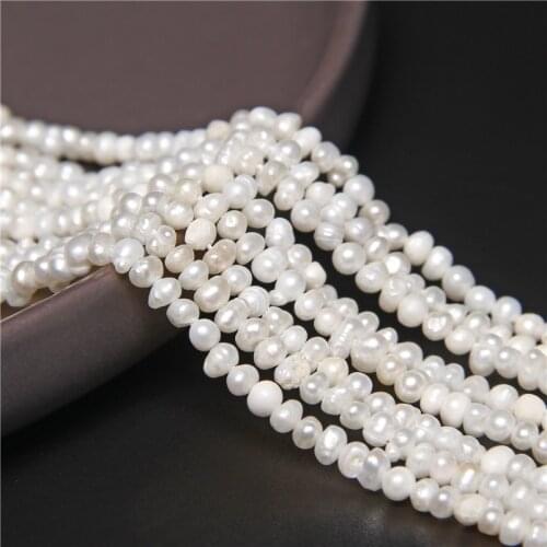 3.5mm Natural Freshwater Pearl Beads Irregular Punch White Pearls DIY Elegant Necklace Bracelet Making Jewelry Findings 14