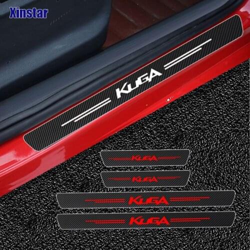 4pcs Carbon Fiber Car Door Sill Protection Sticker For Ford Kuga Auto Accessories
