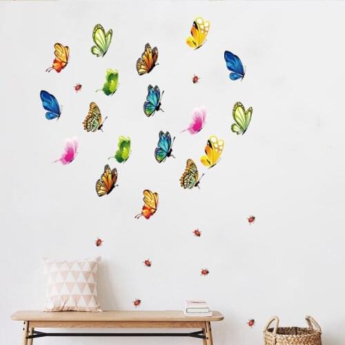 9Pcs/Pack Simulation Butterfly Wall Sticker Home Decor for Kids Bedroom PVC Waterproof Window Decal Kitchen Wallpaper Wholesale