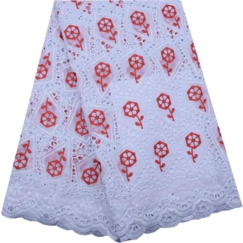 African Dry Lace Fabric Red White High Quality Stones Swiss Voile Lace In Switzerland Nigerian Lace Fabric For Party Dress 1776