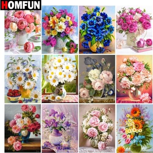HOMFUN Full Square/Round Drill 5D DIY Diamond Painting "Flower scenery" 3D Embroidery Cross Stitch 5D Home Decor Gift