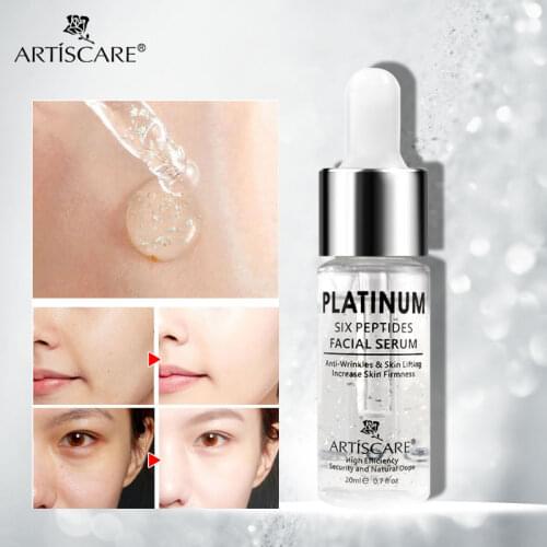 ARTISCARE Platinum Six Peptides Serum 20ml Hyaluronic Acid Anti-Wrinkle 24K Gold Face Essence Anti Aging and Whitening Skin Care