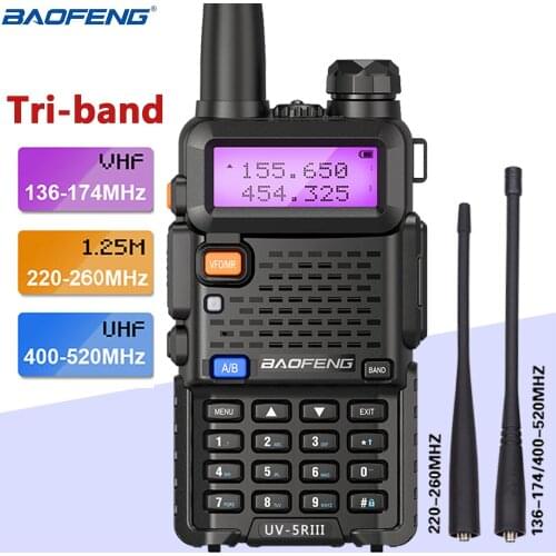 Baofeng UV-5R III Tri-Band Walkie Talkie 136-174/220-260/400-520MHz Amateur Ham Handheld Portable Radio Comunicador Transceiver
