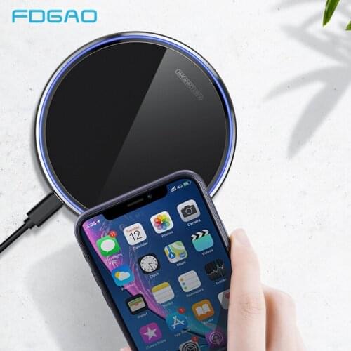 FDGAO 15W QI Quick Charging Wireless Charger USB C 10W QC 3.0 Fast Charge Pad For iPhone XS XR X 8 Samsung S10 S9 S8 Xiaomi Mi 9