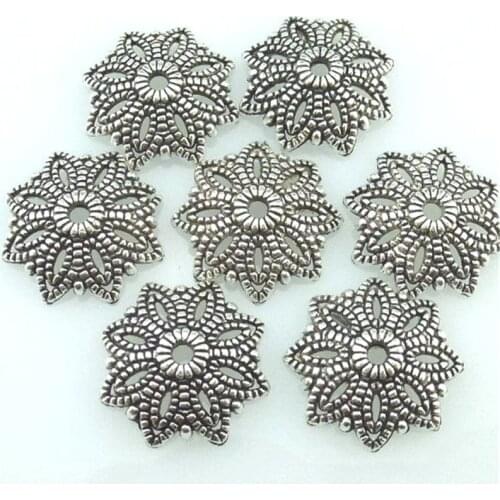 Metal 16mm Flower Spacer Beads Cup For Needlework Antique Silver Zinc Alloy Charm For Jewelry Bracelet Making 20PCS/lots 14002