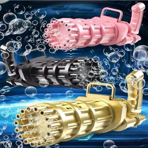 2021 Kids Automatic Gatling Bubble Gun Toys Summer Soap Water Bubble Machine 2in1 Electric Bubble Machine For Children Gift Toys