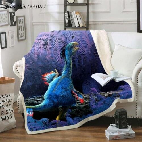 Dinosaur Jurassic 3D Printed Fleece Blanket for Beds Thick Quilt Fashion Bedspread Sherpa Throw Blanket Adults Kids 08