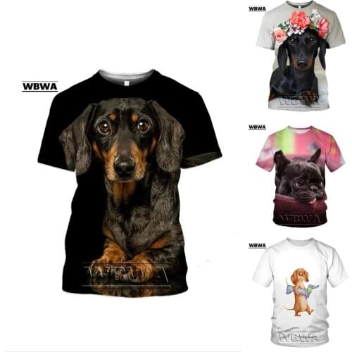 Dachshund T-Shirt Teckel Shirts For Mens Dackel Dog 3D T Shirt Print Tee Tops Oversized Women Cute Clothing Homme Short Sleeve