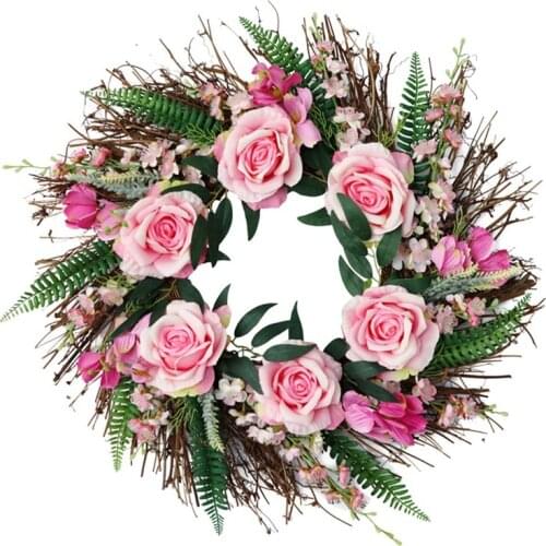 Artificial Rose Flower Wreath, Door Wreath For Home Party Indoor Outdoor Window Wall Wedding Decoration