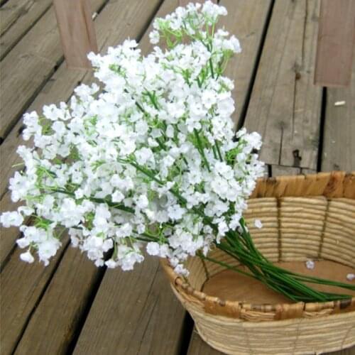 12 Stems Artificial White Gypsophila Silk Flower Bunch Babys Breath