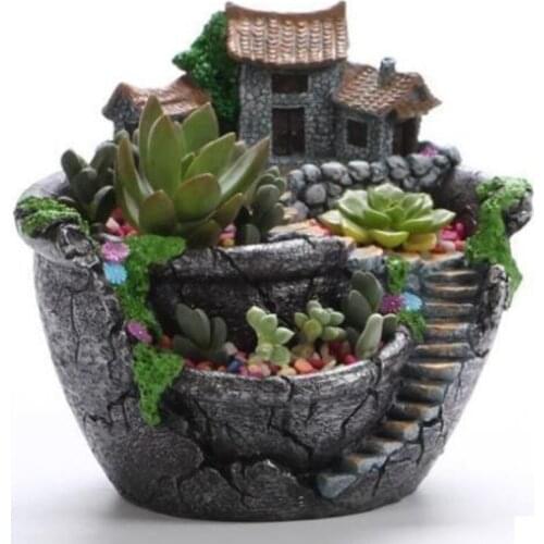 Stone Flowerpot Living Room Small High Pile Guanyin Lotus Rain Dew Lovely Flower Pots