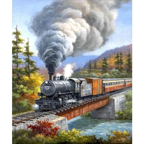 Full Square/Round Drill 5D DIY Diamond Painting "Train Landscape" 3D Rhinestone Embroidery Cross Stitch 5D Home Decor Gift
