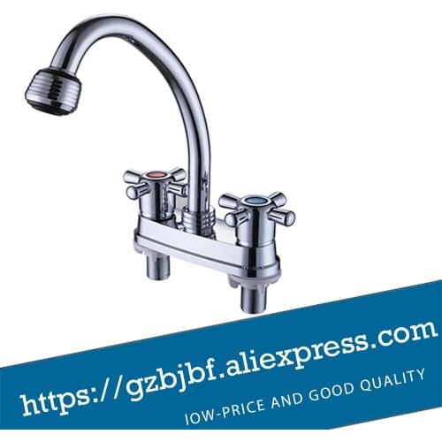 Double Cross Handle 4" Centerset Basin Faucet in Polishe