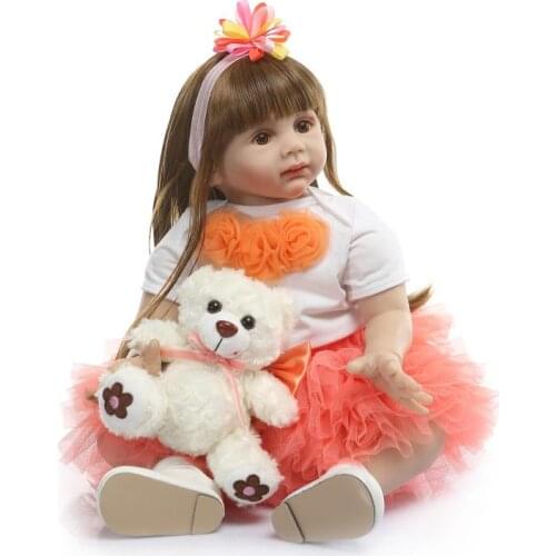 New 60CM High Quality Reborn Toddler Princess Girl Doll Silicone Lifelike Baby Bonecas girl bebe Doll Reborn Brinquedos Juguetes