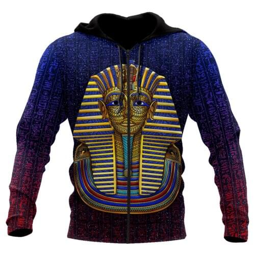Ancient Egypt Pharaoh 3D Printed Fashion Mens Autumn Hoodie Sweatshirt Unisex Streetwear Casual Zip Jacket Pullover KJ507