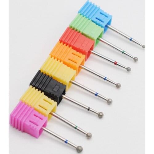 Clinic Item 2Pcs Dental Polishing Burs Diamond Spherical Head Nail Drill Bits Electric Art Manicure Cuticle Bur