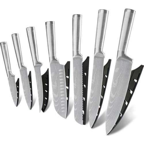 7Pcs Stainless Steel Kitchen Knives Set Fruit Paring Utility Santoku Chef Slicing Bread Japanese Kitchen Knife Set Accessories