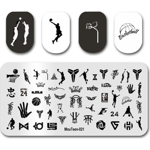 Newest Nail Stamp MouTeen021 Basketball Nails Tatoo Nail Stamping Plates Manicure Set For Nail Art Stamping