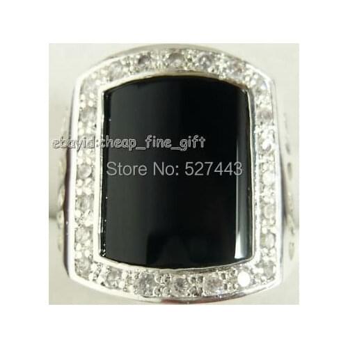 Wholesale FREE SHIPP >Black stone Rhinestone Ring size 8