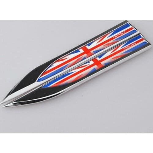 Pair Metal United Kingdom UK England Car Fender Emblem Badge Decal Sticker