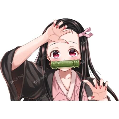 Personalized Anime Peeker Nezuko Kamado Demon Slayer Car Sticker PVC Colorful Decals Windshield Waterproof Trunk Sticker