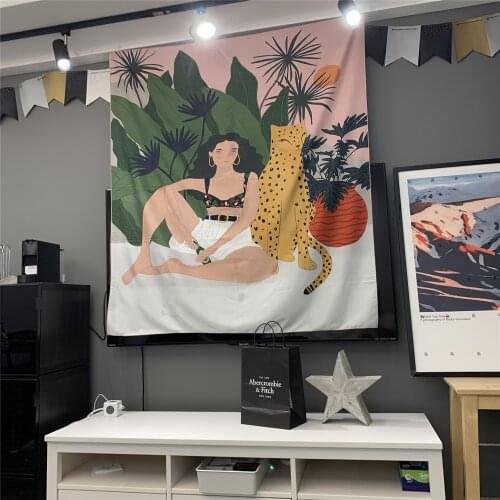 Drinking Girl Tapestry Wall Hanging Bohemian Beach Mat Polyester Blanket Yoga Mat Home Bedroom Art Carpet