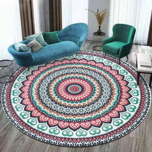 Bubble Kiss Mandala Round Carpet Ethnic Style Printed Rug Modern Living Room Non Wrinkle Floor Mat Fashion Home Bedside Area Pad