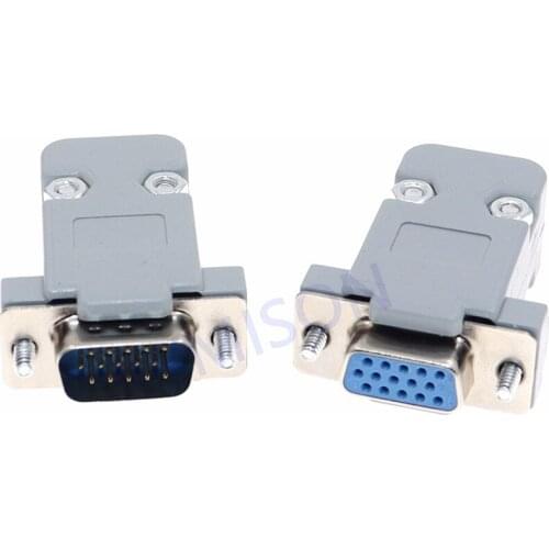 10sets DB15 connector 3 Rows hole/pin female Male plug port socket adapter D Sub DP15 with shell Cove