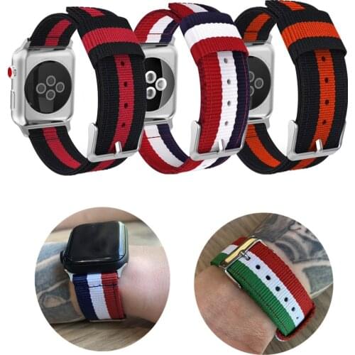 Nylon Bands for Apple Watch Series 6/5/4/3/2/1/SE Waterproof Buckle Strap for iWatch 38 40 42 44MM Stripe Watch band Accessories