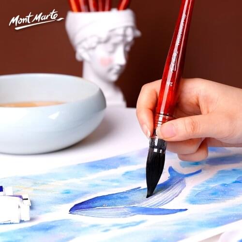 MontMarte Watercolor Mop Brush Artiste Squirrel Hair Paint Brushes Mop Round Fine Tip Detail Paintbrush Art Painting Acrylic