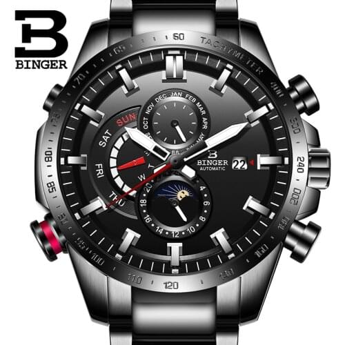 Switzerland Automatic Watch Men BINGER Mechanical Mens Watches Top Brand Luxury Military Clock Relogio Masculino montre homme
