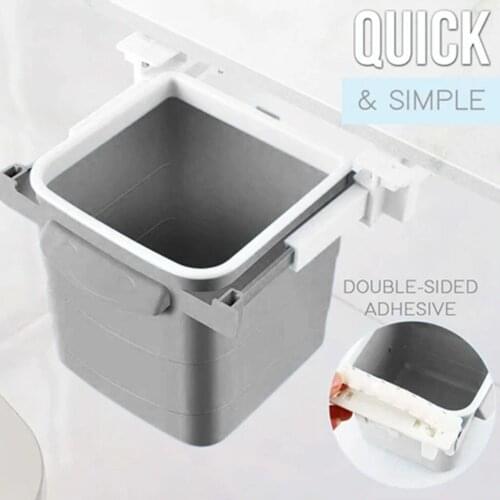 Hidden Retractable Office Desk Adhesive Dustbin Trash Can Garbage Waste Bin Household Kitchen Bathroom Sundries Barrel Box