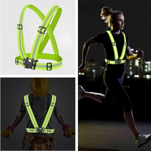 Highlight Reflective Straps Night Running Riding Clothing Vest Adjustable Safety Vest Elastic Band for Adults Children