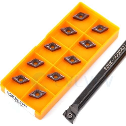 1Pc S08K-SDUCR07 S10K S12M S16Q CNC Lathe Internal Turning Tool Holder +10Pcs DCGT DCMT Machine Tools Carbide Blade Firm Durable