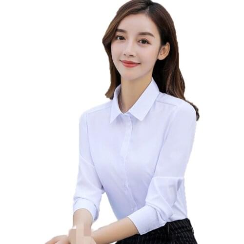 ZG1311 2019 spring and autumn new women fashion solid color blouse long-sleeved lapel professional shirt cheap wholesale
