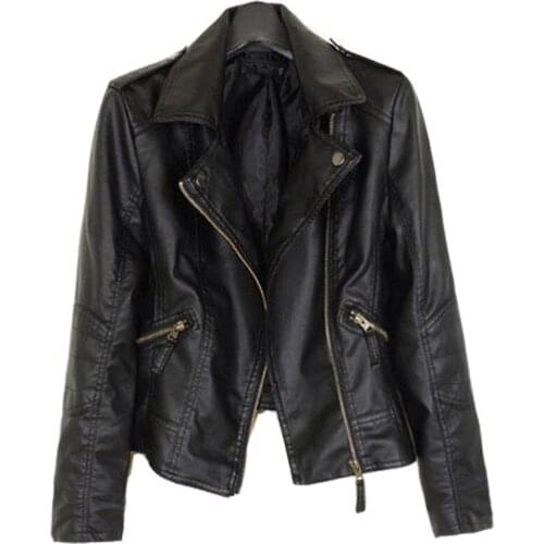 WSYORE Women Spring Biker Jacket 2019 New Plus Size Casual Autumn Winter Velvet Leather Jacket Coat Faux Leather Jacket NS823